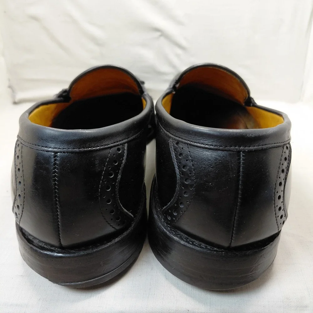 Allen Edmonds Chambray Mens‎ 11 B Black Leather Tassel Wingtip Loafers 6204